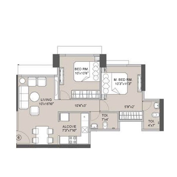 2 BHK 552 Sq. Ft. Apartment