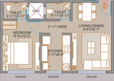 1 BHK 425 Sq. Ft. Apartment in IS The Palazzo