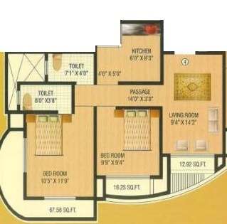Floor plan of 2 BHK 861 Sq. Ft. Apartment in ISA Royal Palace, Mumbai