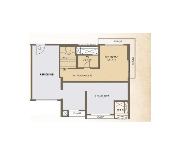 Floor plan of 1 BHK 344 Sq. Ft. Apartment in J P Jeevan Heights, Mumbai