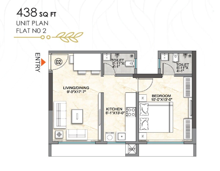 1 BHK 438 Sq. Ft. Apartment