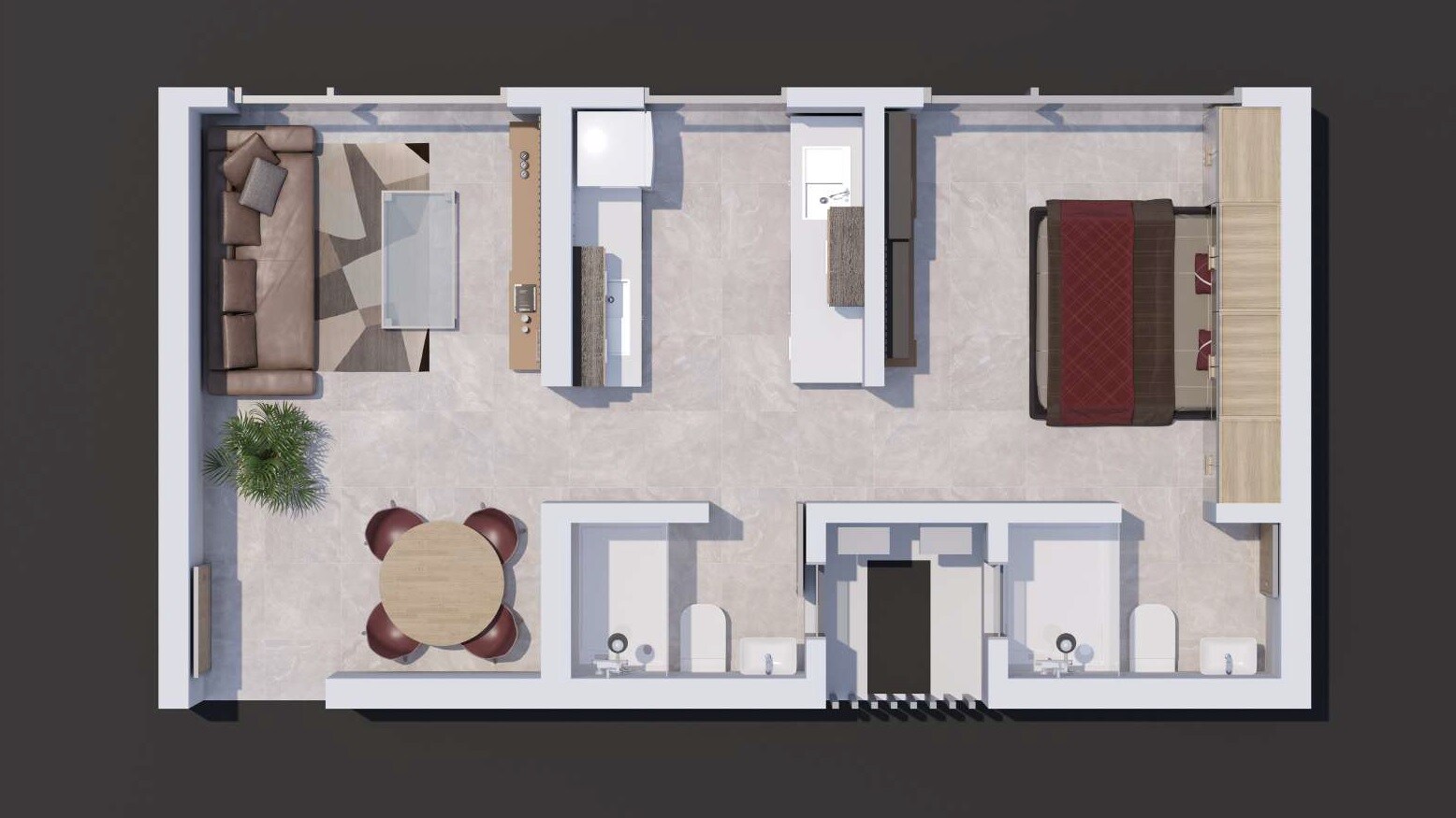 Floor plan of 1 BHK 382 Sq. Ft. Apartment in Jangid Meadows, Mumbai