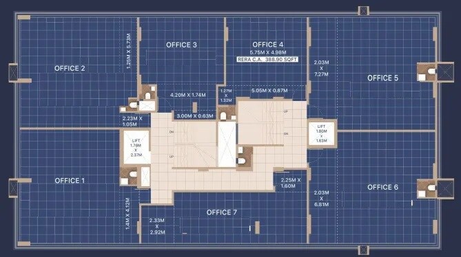 Floor plan of 388 Sq. Ft. Office Space in Jasmina Omkar Prive, Mumbai