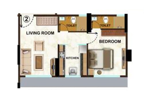 Floor plan of 1 BHK 384 Sq. Ft. Apartment in Jay Krishna, Mumbai