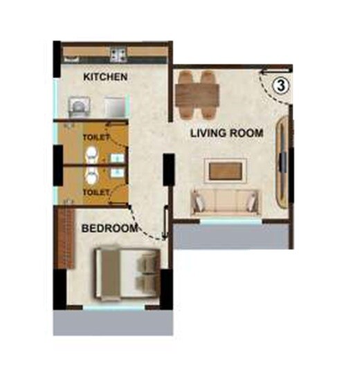 Floor plan of 1 BHK 422 Sq. Ft. Apartment in Jay Krishna, Mumbai