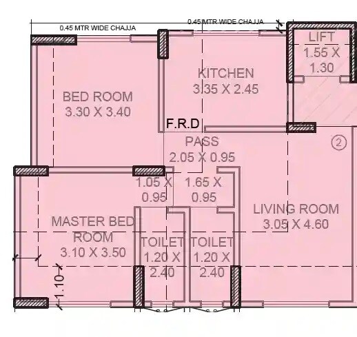 Floor plan of 2 BHK 583 Sq. Ft. Apartment in Jayashree Vamana Apartment, Mumbai
