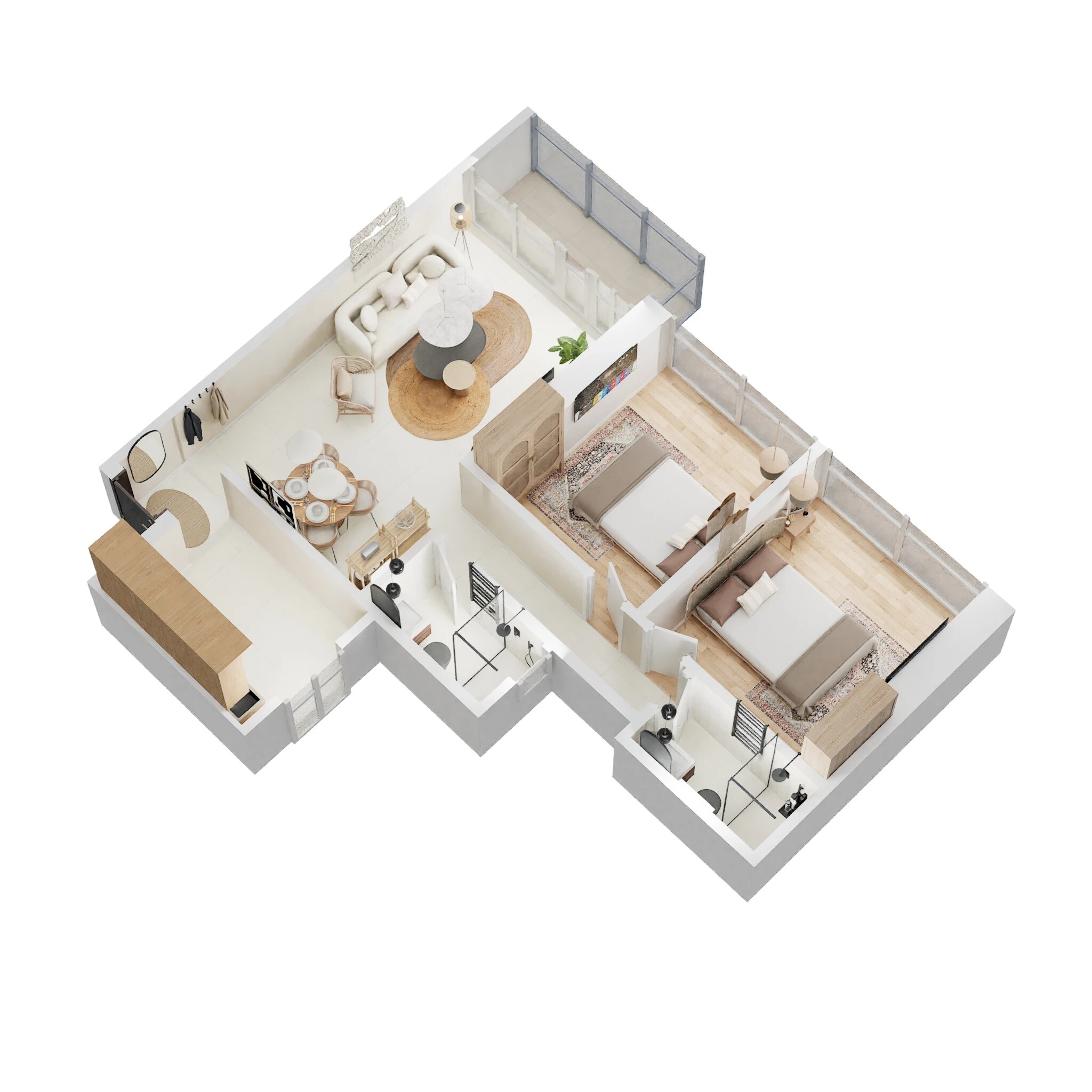 Floor plan of 2 BHK 675 Sq. Ft. Apartment in Jaydeep Mark, Mumbai