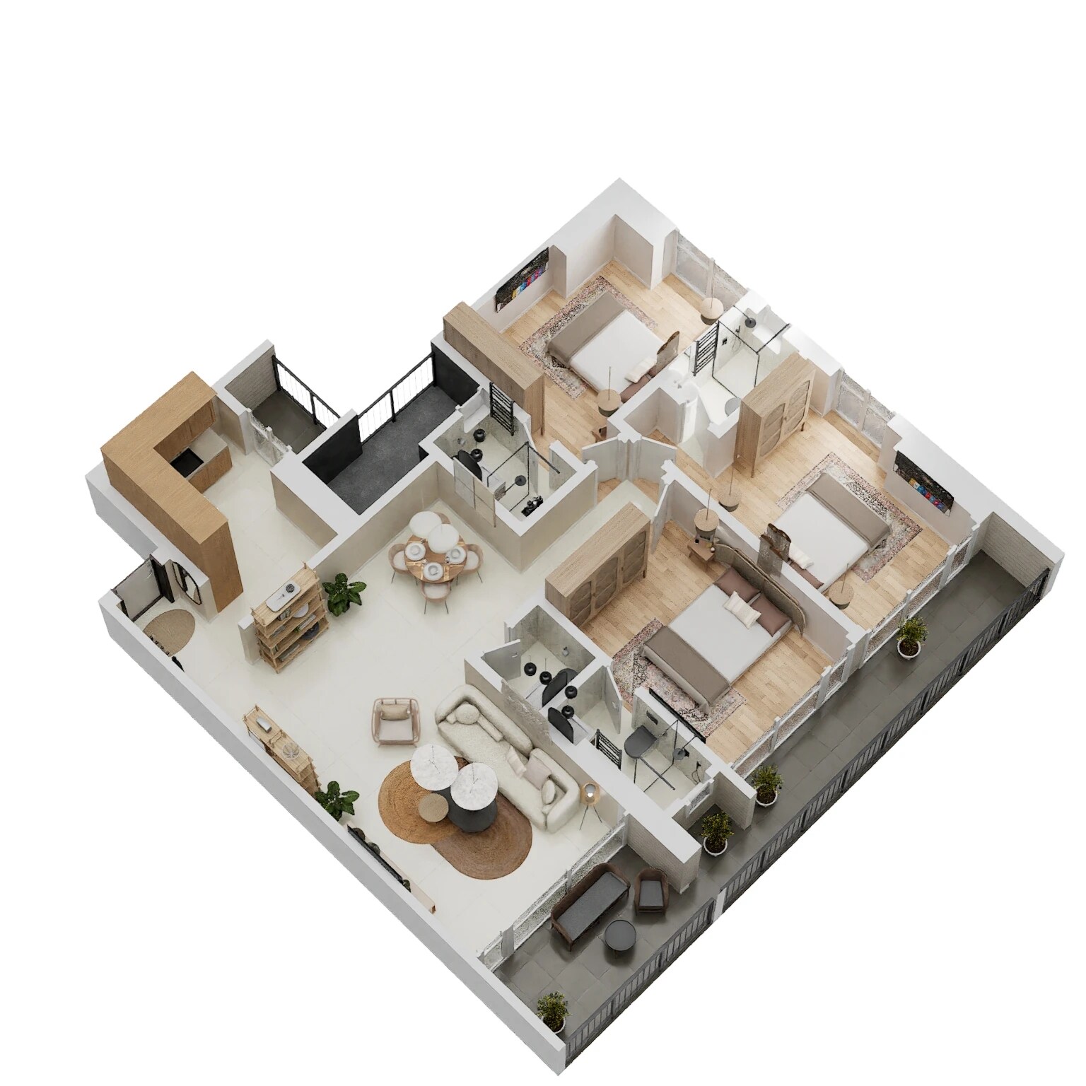 Floor plan of 3 BHK 1180 Sq. Ft. Apartment in Jaydeep Mark, Mumbai