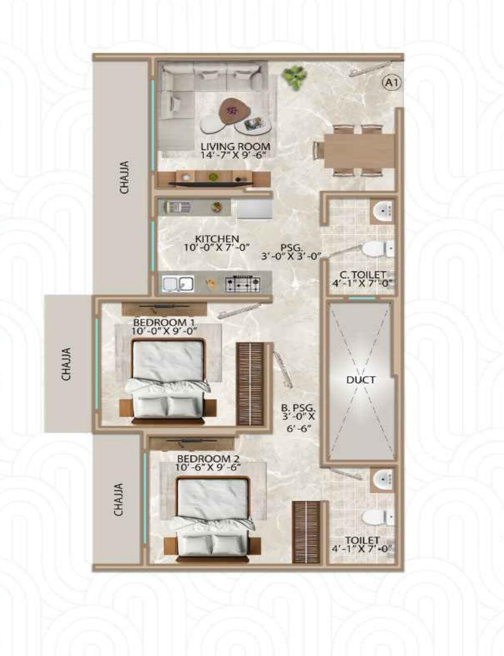2 BHK 494 Sq. Ft. Apartment