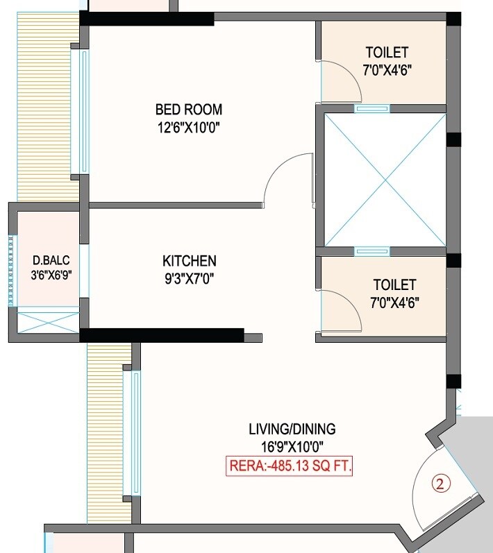 Floor plan of 1 BHK Apartment - 485 sq. ft. in Je and Vee Madhuban, Mumbai