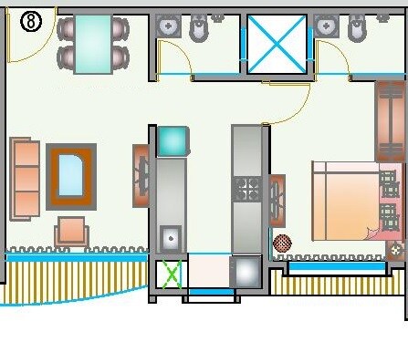 Floor plan of 1 BHK 421 Sq. Ft. Apartment in Je And Vee Shiv Krupa, Mumbai