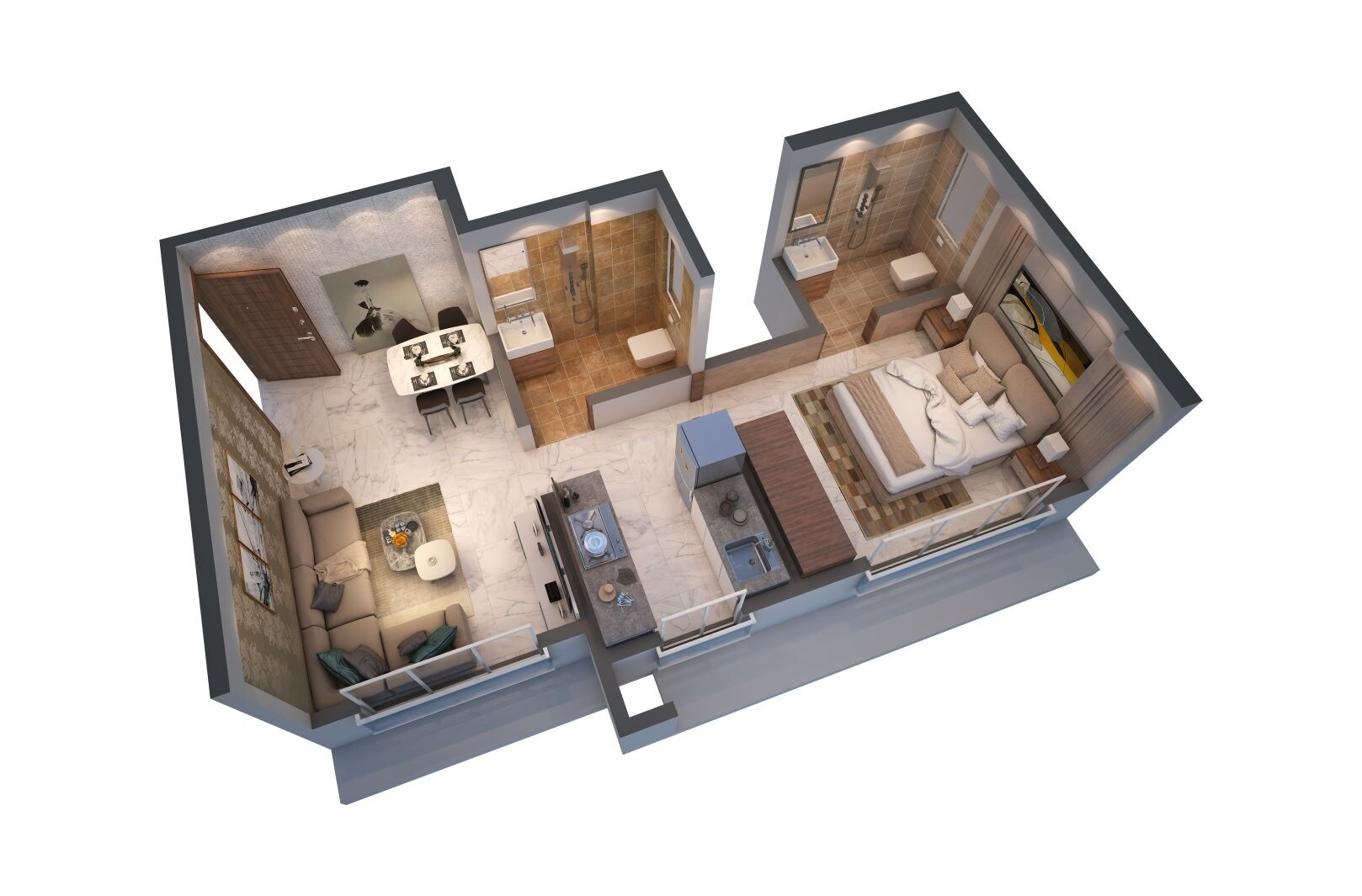 Floor plan of 1 BHK 367 Sq. Ft. Apartment in Jem Al Yamani Manzil, Mumbai