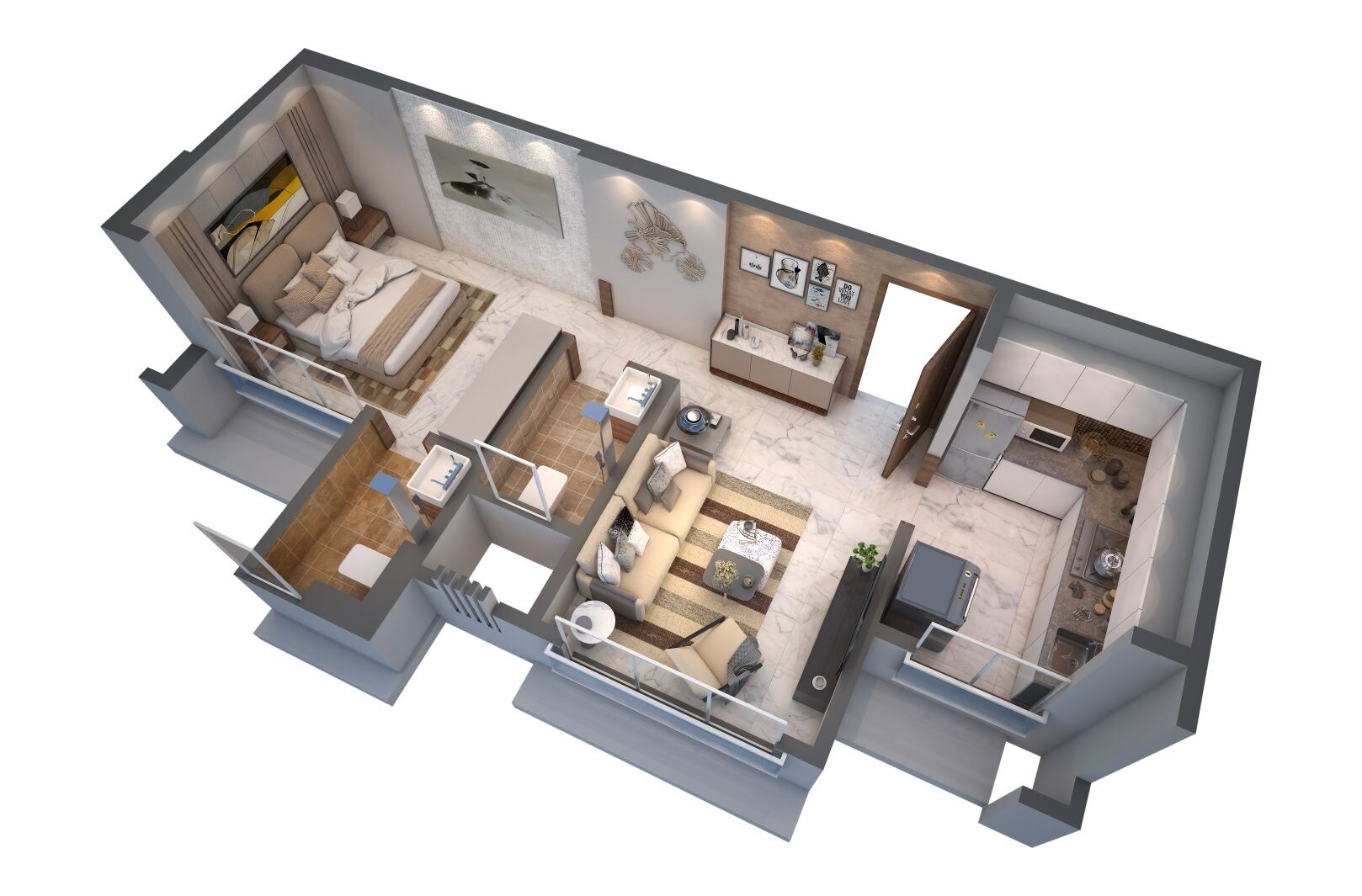 Floor plan of 1 BHK 412 Sq. Ft. Apartment in Jem Al Yamani Manzil, Mumbai