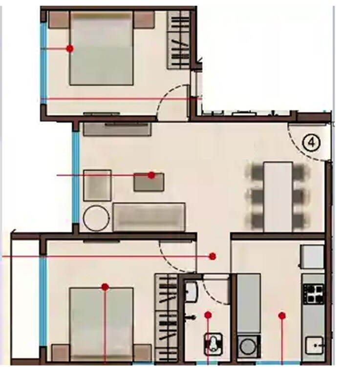 Floor plan of 2 BHK 604 Sq. Ft. Apartment in Jem Mohammedi Manzil, Mumbai