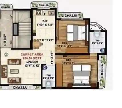 2 BHK 630 Sq. Ft. Apartment in Johns Wish