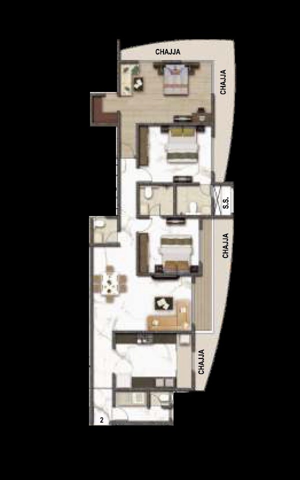 Floor plan of 3 BHK Apartment - 1515 sq. ft. in Joy Legend, Mumbai