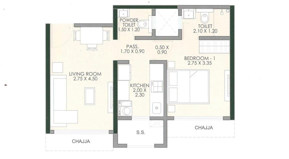 1 BHK 372 Sq. Ft. Apartment in JP Codename Highway Touch