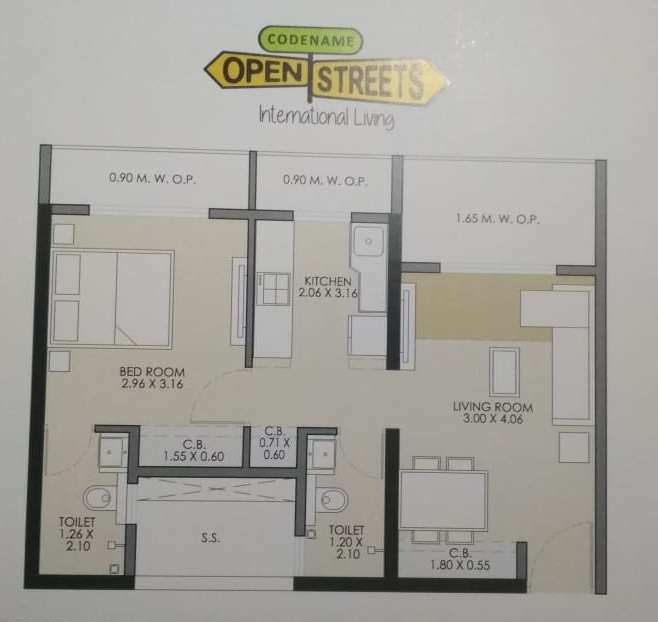 1 BHK 513 Sq. Ft. Apartment in JP Codename Open Streets