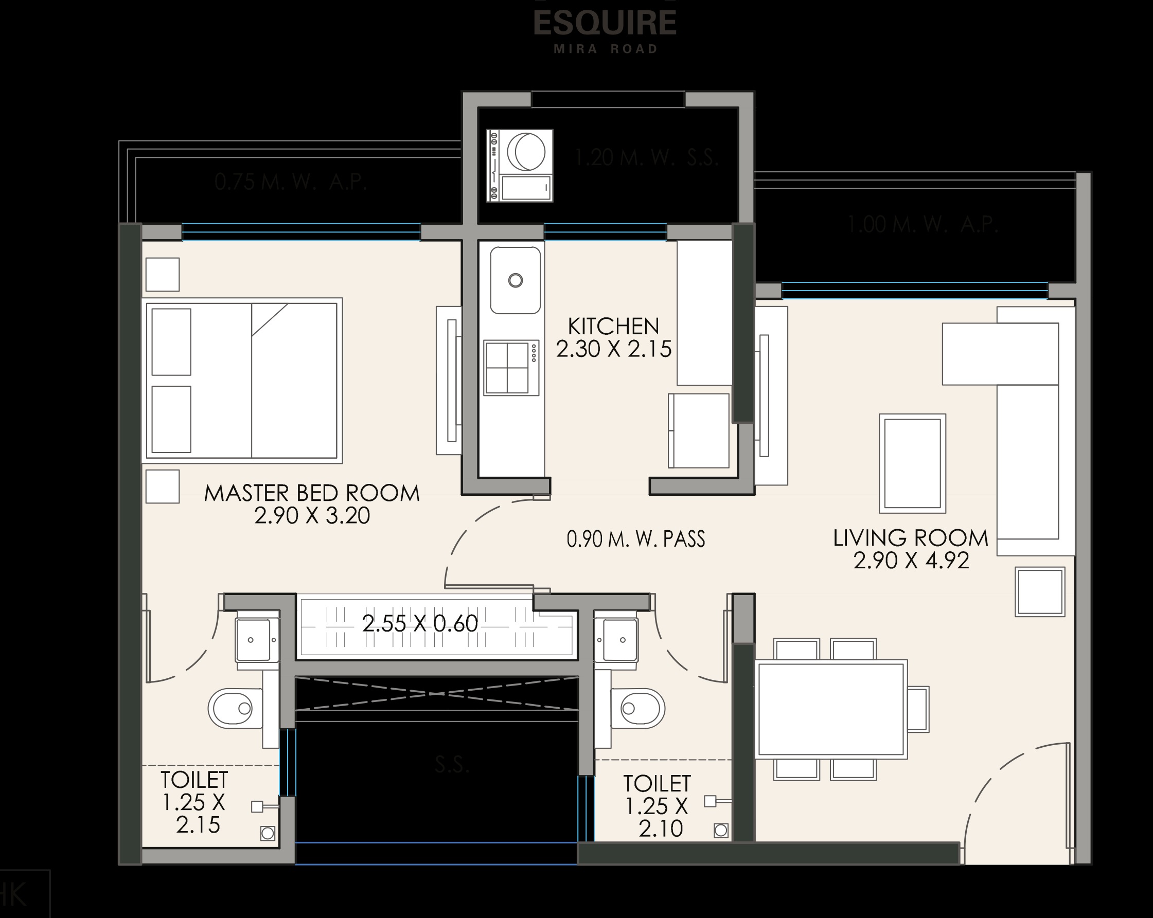 1 BHK 430 Sq. Ft. Apartment in JP Esquire