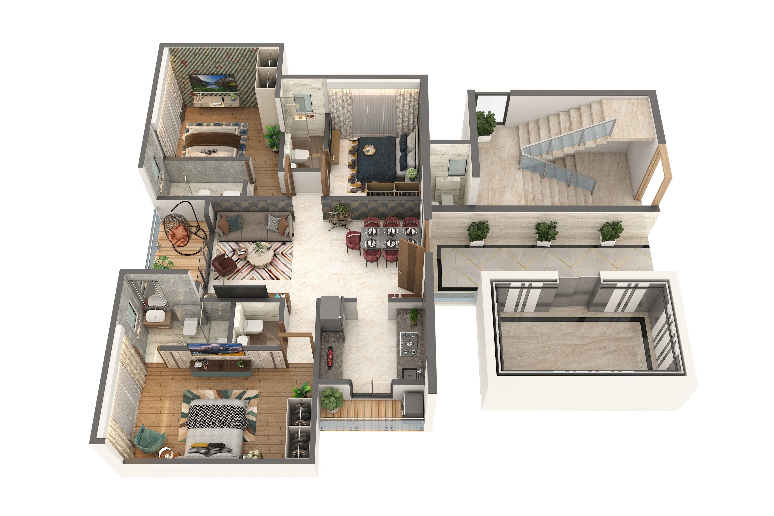 Floor plan of 3 BHK 1009 Sq. Ft. Apartment in JPV Pratap Adinath, Mumbai