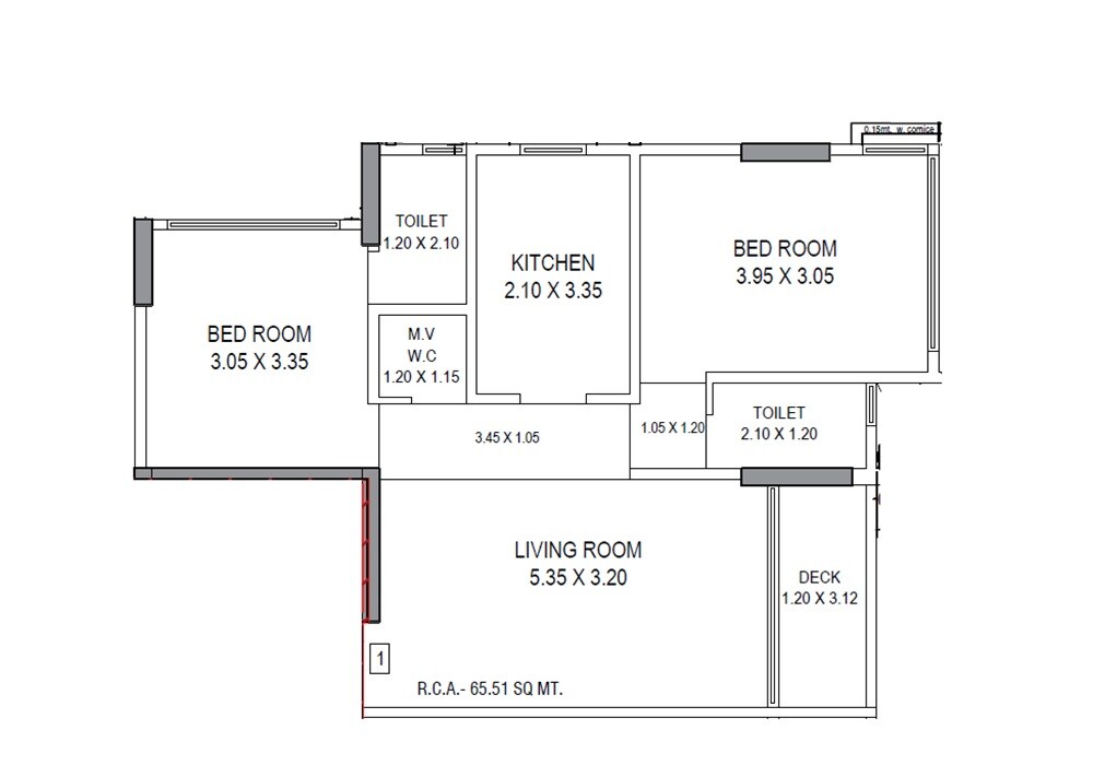 2 BHK 705 Sq. Ft. Apartment