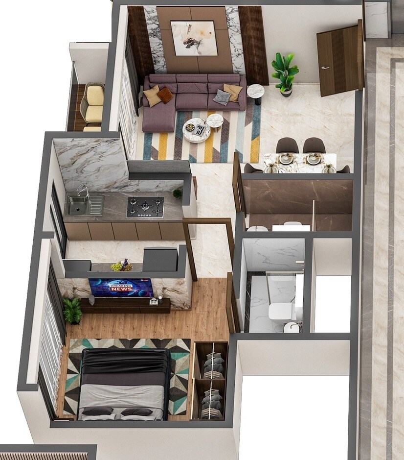 1 BHK 451 Sq. Ft. Apartment