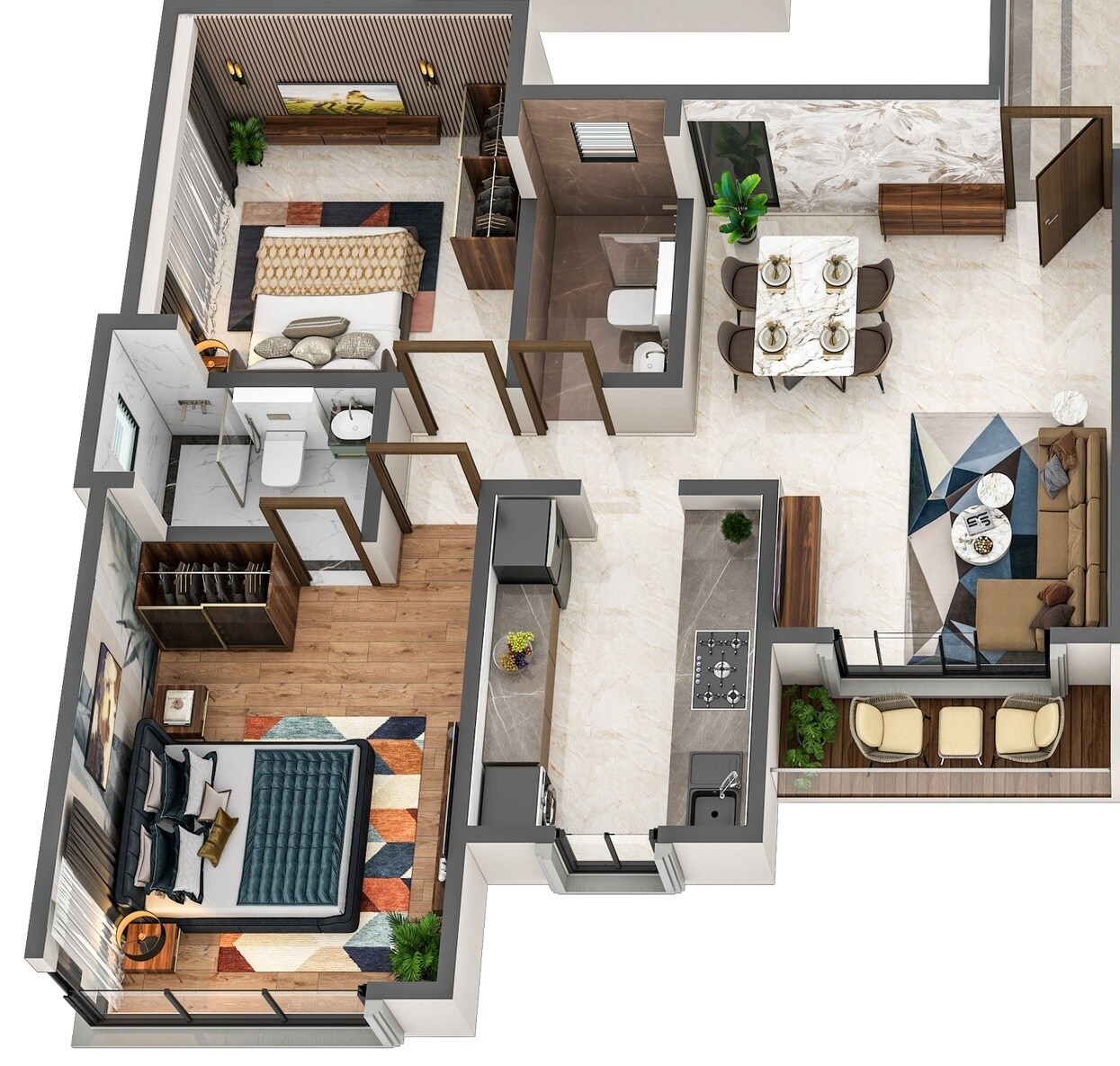 2 BHK 767 Sq. Ft. Apartment