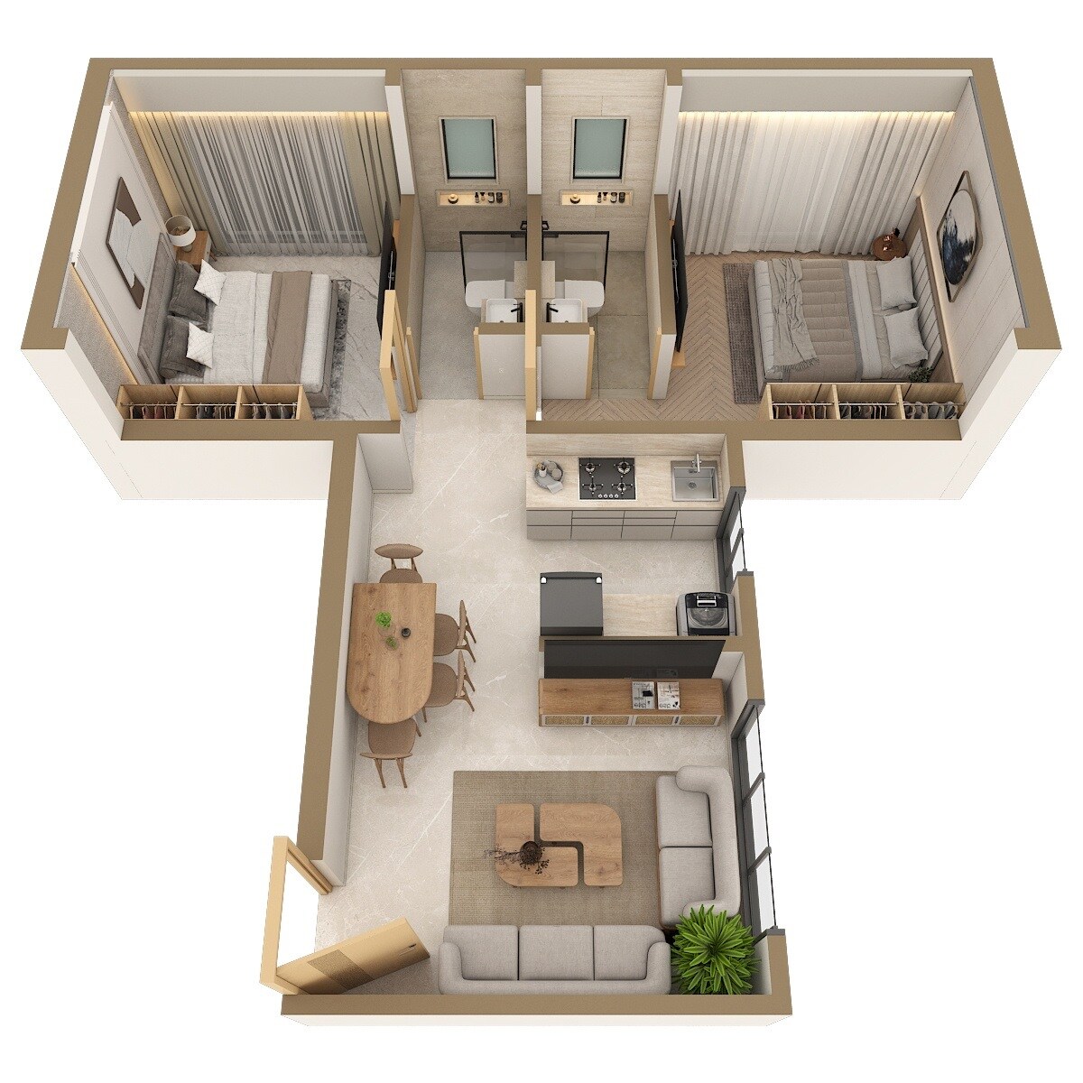 2 BHK 506 Sq. Ft. Apartment