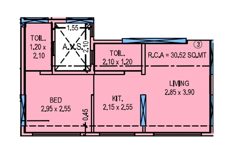 Floor plan of 1 BHK 328 Sq. Ft. Apartment in JPV Pratap Mithila, Mumbai
