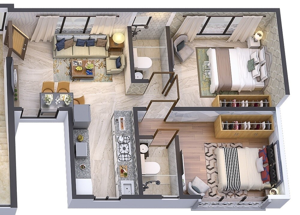 2 BHK 558 Sq. Ft. Apartment