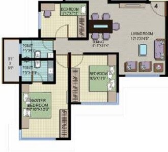 Floor plan of 2 BHK 1065 Sq. Ft. Apartment in JV Sweena, Mumbai