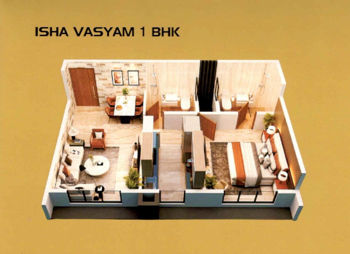 Floor plan of 1 BHK 450 Sq. Ft. Apartment in Jyoti Isha Vasyam, Mumbai