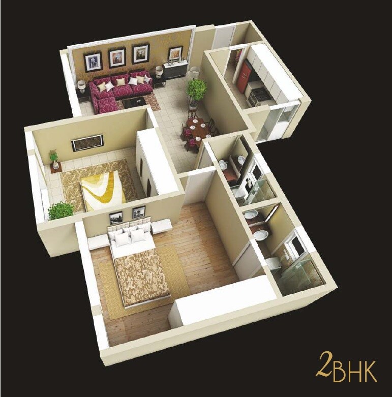 Floor plan of 2 BHK 785 Sq. Ft. Apartment in Jyoti Sukriti, Mumbai