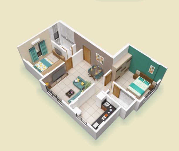 2 BHK 596 Sq. Ft. Apartment in K Patel Joseph Villa