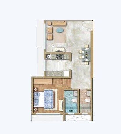 Floor plan of 1 BHK 541 Sq. Ft. Apartment in K Patel Radha Krishna, Mumbai