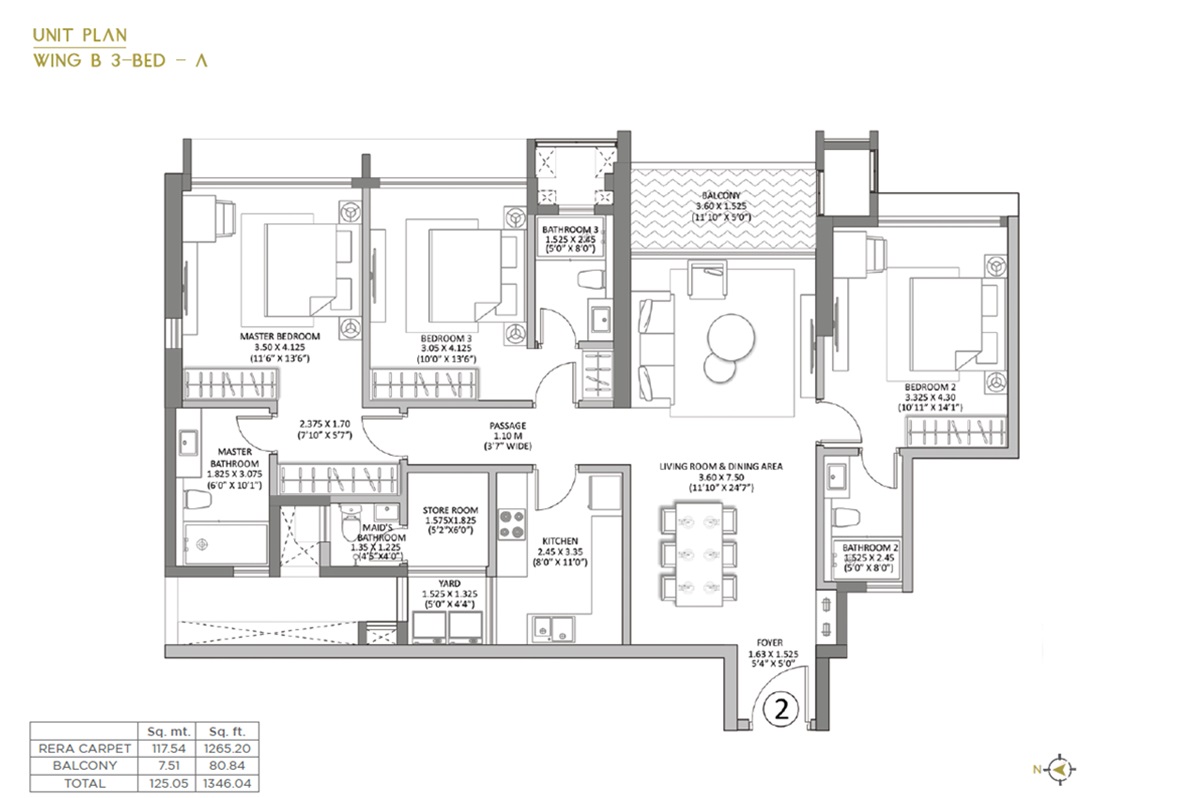 3 BHK 1346 Sq. Ft. Apartment in K Raheja Amaltis