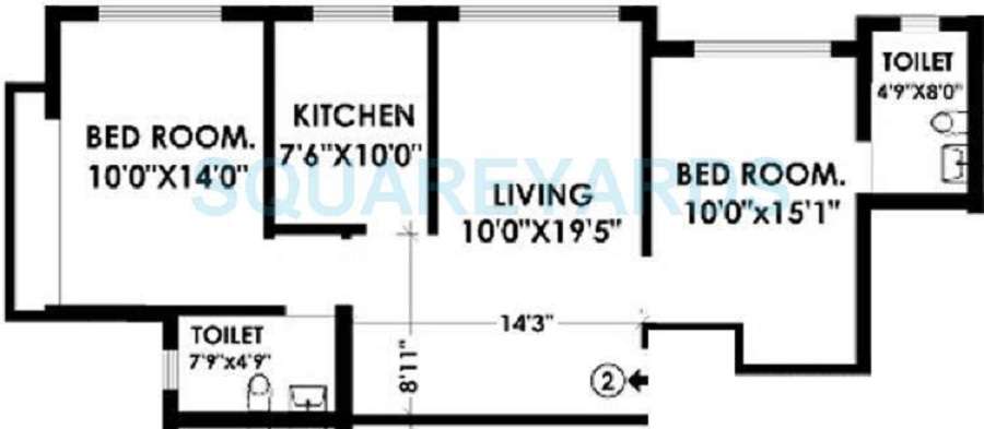 2 BHK 652 Sq. Ft. Apartment in K Raheja Interface Heights