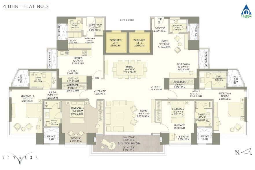  4 BHK Apartment at K Raheja Vivarea, Mahalaxmi – for Sale