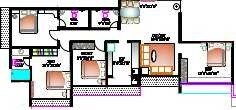 Floor plan of 3 BHK 1575 Sq. Ft. Apartment in Kabra And Associates New Vinay CHS Ltd, Mumbai