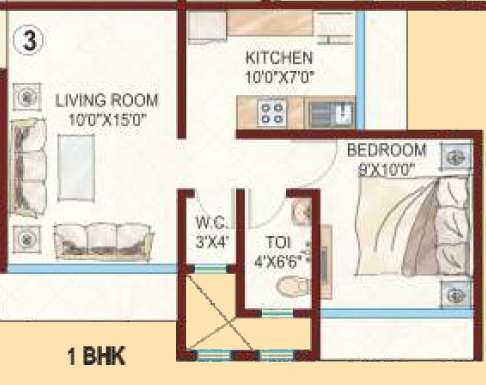 1 BHK 378 Sq. Ft. Apartment in Kabra Aurum