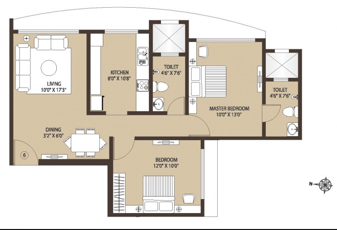 2 BHK 539 Sq. Ft. Apartment in Kabra Centroid A