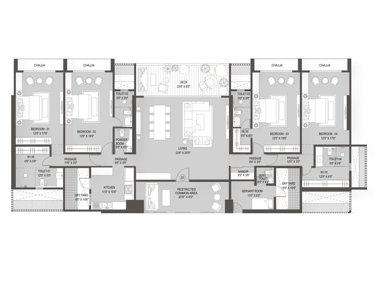 4 BHK 2083 Sq. Ft. Apartment