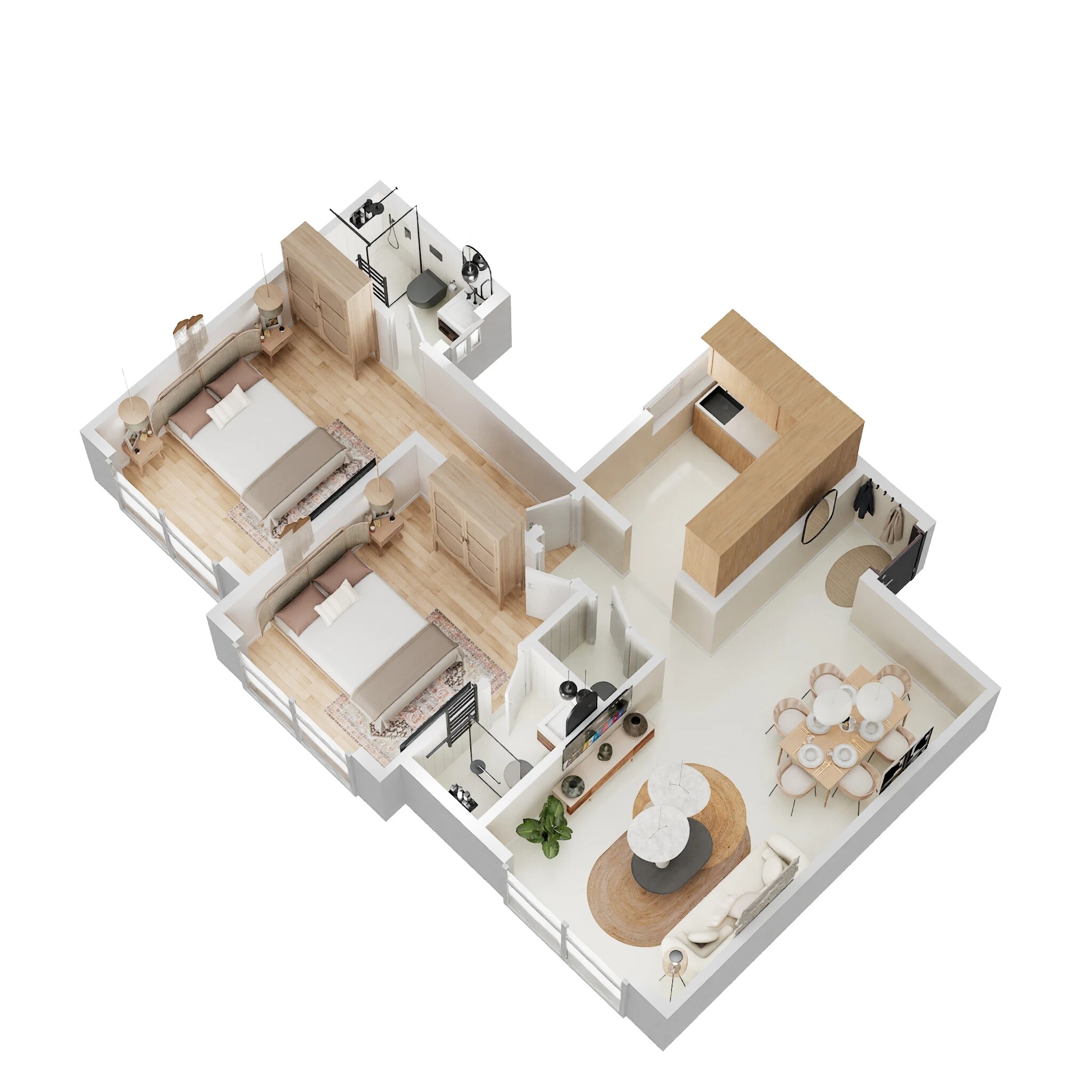 Floor plan of 2 BHK 686 Sq. Ft. Apartment in Kabra Embraze, Mumbai