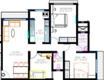 Floor plan of 2 BHK 1160 Sq. Ft. Apartment in Kabra Nalanda, Mumbai