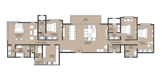 Floor plan of 4 BHK 2363 Sq. Ft. Apartment in Kabra Primera, Mumbai