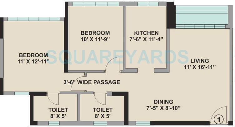 2 BHK 1143 Sq. Ft. Apartment in Kalpataru Aura