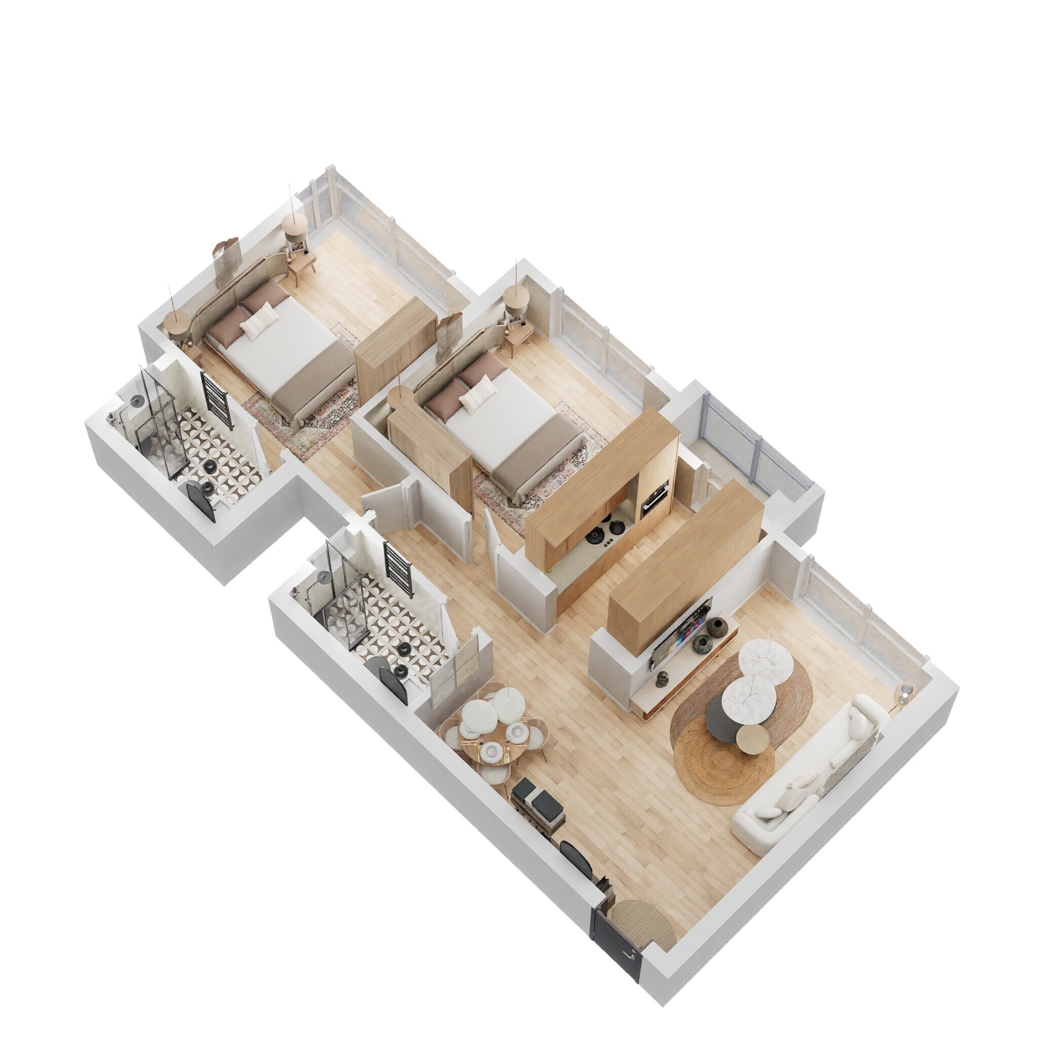 Floor plan of 2 BHK 730 Sq. Ft. Apartment in Kalpataru Bliss, Mumbai