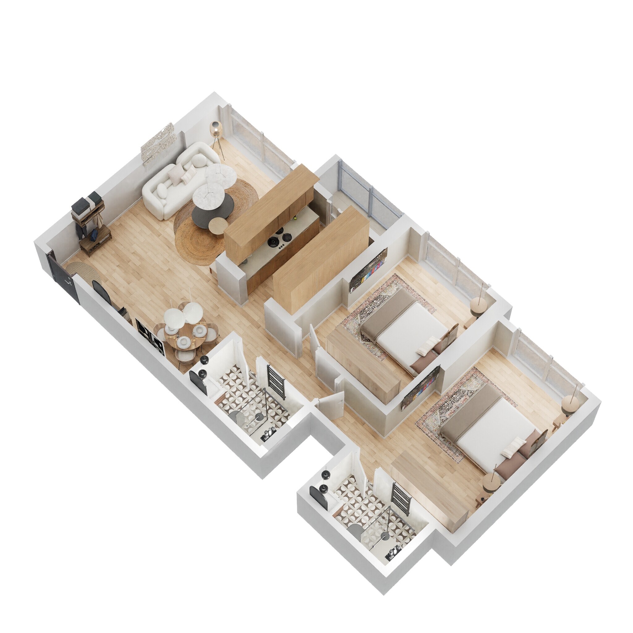 Floor plan of 2 BHK 752 Sq. Ft. Apartment in Kalpataru Bliss, Mumbai
