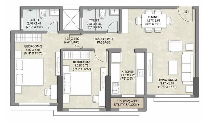 Other, kalpataru-bliss 2 Bedroom 733 Sq.Ft. Apartment In Santacruz East Mumbai 9032416