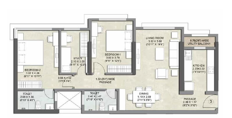 Other, kalpataru-bliss 2 Bedroom 880 Sq.Ft. Apartment In Santacruz East Mumbai 8883903